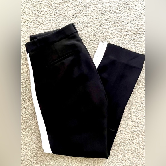 BANANA REPUBLIC Black Avery Tuxedo Stripe Cropped Dress Pants Women’s Size 4 - Picture 10 of 13